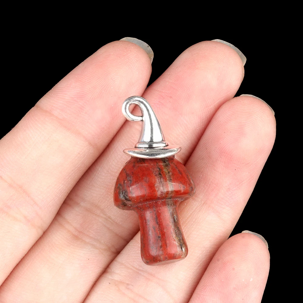 15x20mm natürlicher Pilz mit Kappen kristallen Achat Jade Stein Anhänger Charms für Schmuck machen DIY Halskette Ohrringe Halloween – Detail 16