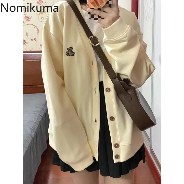 

Preppy Style Hoodie for Women Japanese Vintage Oversized Outwear Y2k Tops Embroidery Casual Fashion Sweatshirts 2023 Ropa Mujer