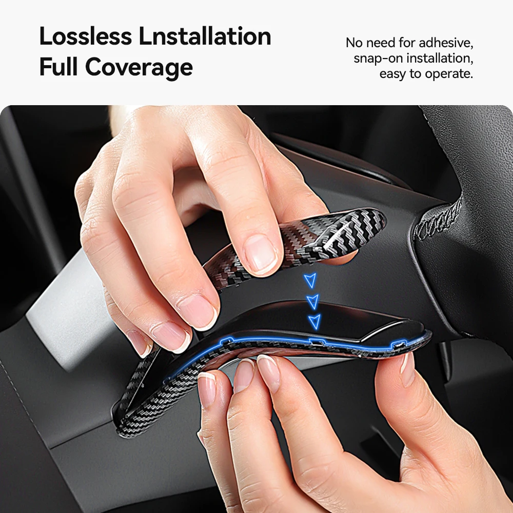 For Tesla Model Y 2025 Juniper Carbon Fiber Gear Shift Cover ABS Steering Lever Handle Protection Shifter Shell Car Decor
