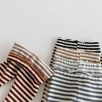 Autumn Newborn Infant Baby Boy Girls Candy Color Leggings Splice Striped Pants Fashion Baby Clothing 4
