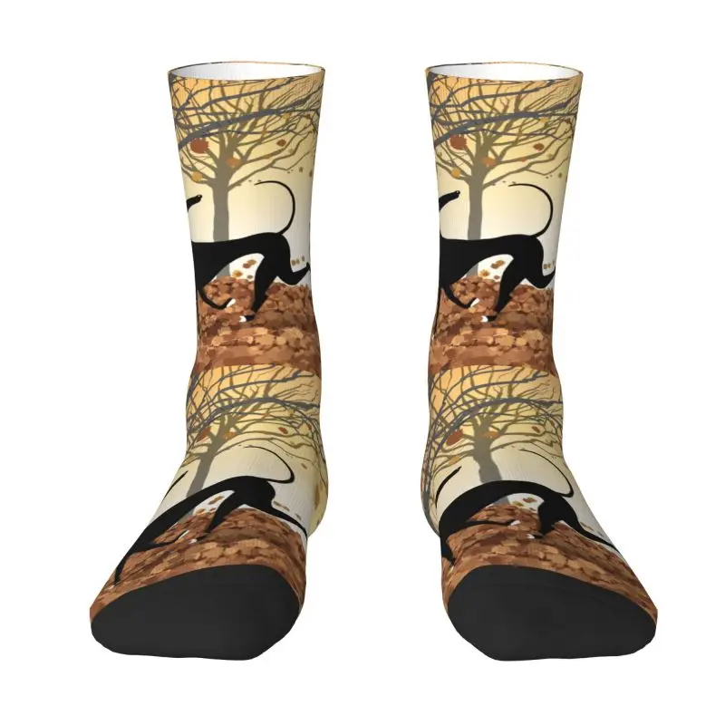 

Autumn Hound Greyhound Dog Dress Socks Men's Women's Warm Fashion Novelty Sighthound Whippet Cartoon Pattern Crew Socks