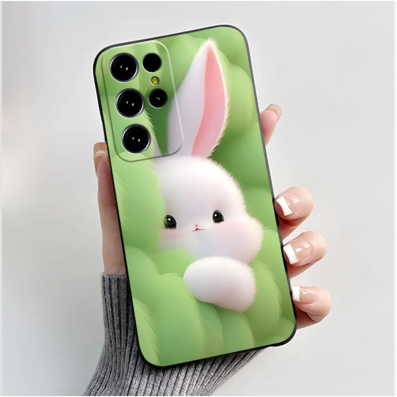 Luxury Love Heart Rabbit Black TPU Silicone Protective Phone Case