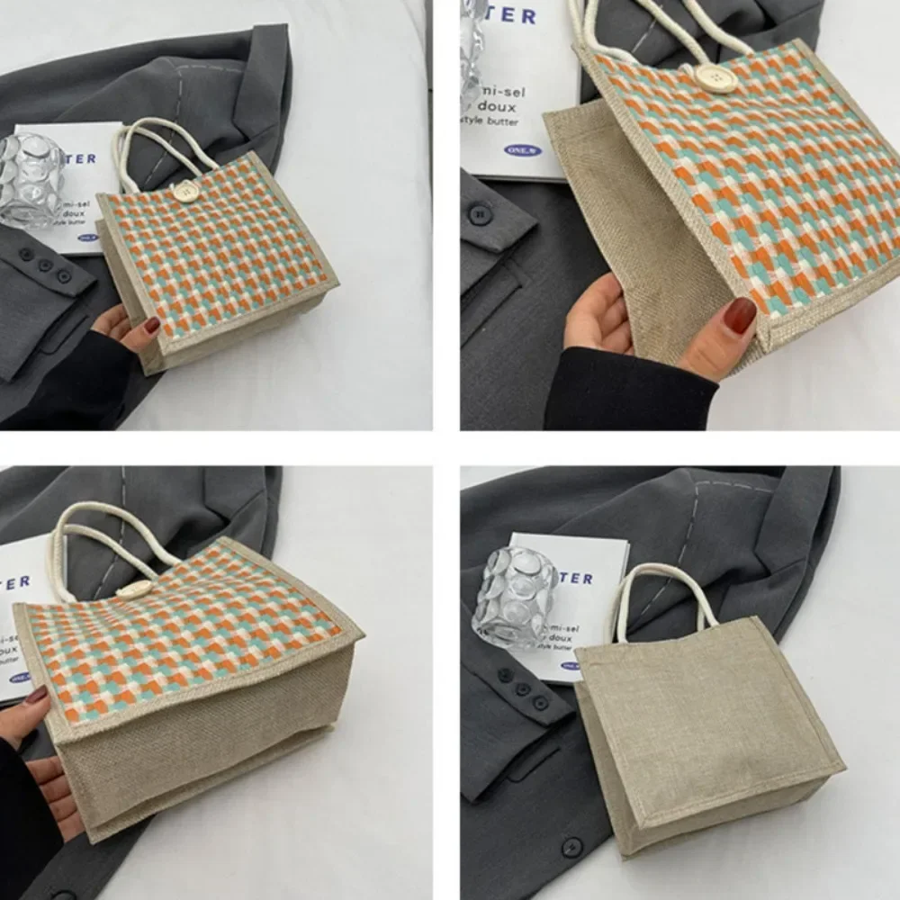 Ins Lunch Bags for Women Houndstooth Small Lunch Bag Food Storage Tote Bag Functional Portable Travel Picnic Outdoor Lonchera