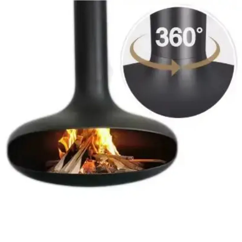 Indoor Roof Ceiling Suspended Hanging Fireplace Wooden Burning Steel Stove Wall Mounted Wood Burning Stove Firewood Fireplace