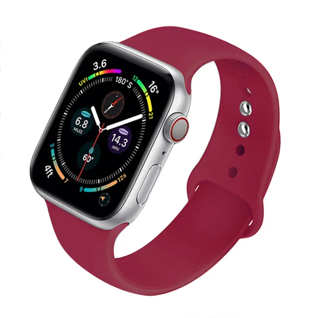Silicone Strap For Apple Watch Band 44mm 40mm 41mm 38mm 45mm Smartwatch Rubber Sports Watchband Belt Bracelet iWatch 7 6 se 5 4 Rose-Red-32