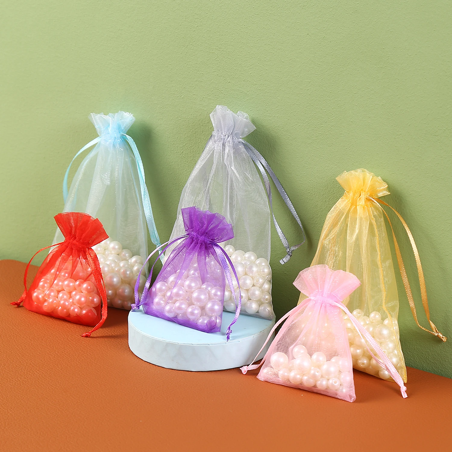 25/50pcs Organza 선물 가방 크리스마스 선물 상자 포장 가방 7x9 10x15 20x30cm 웨딩 파티 장식 캔디 초콜릿 주머니 50