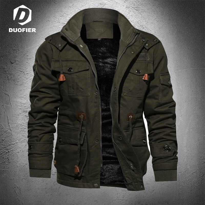 

Autumn Mens Vintage Cargo Jackets Fashion Street Punk Motorcycle Male Coats High Quality Hooded Fleece Overcoat Men Clothing