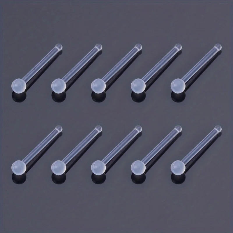 Anelli Per Naso Trasparenti Borchie A Forma Di L Fermaglio Per Piercing Naso Flessibile Osso Carne Colore Della Pelle Narice Per Lavoro 18g 20g Flat Top 2mm - Foto 4