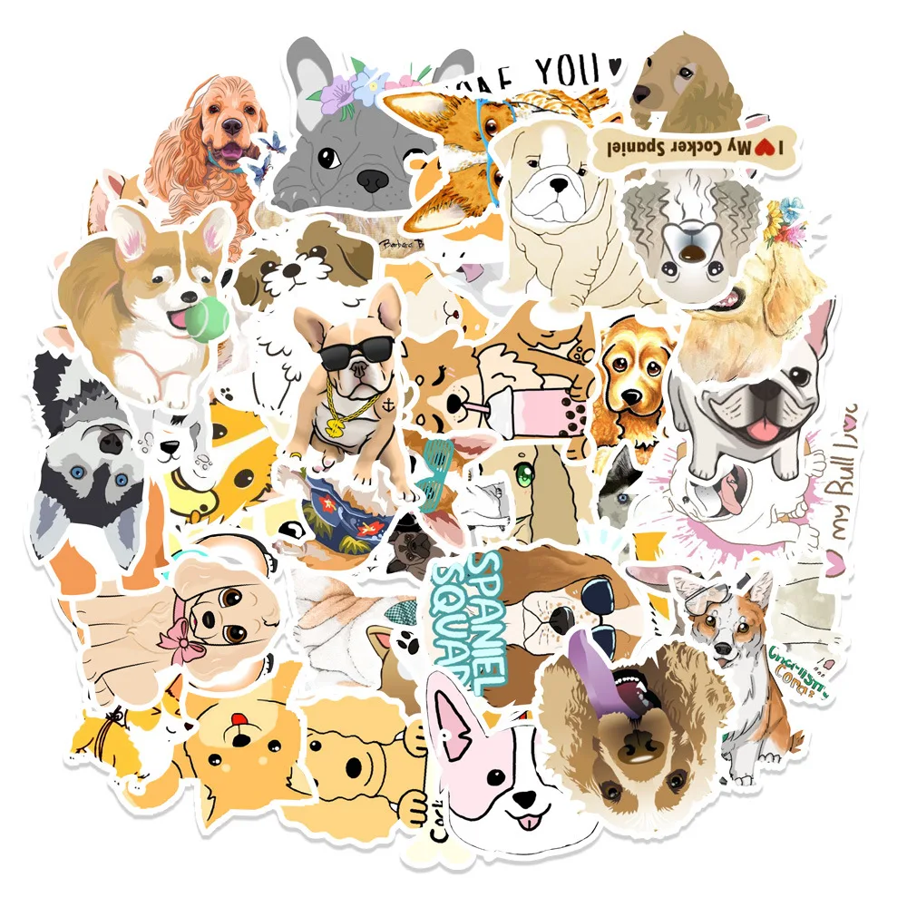 

10/30/50pcs Cute Cartoon Dog Graffiti Stickers Animal Creative Water Cup Diy Computer Refrigerator Mobile Phone Decal Stickers
