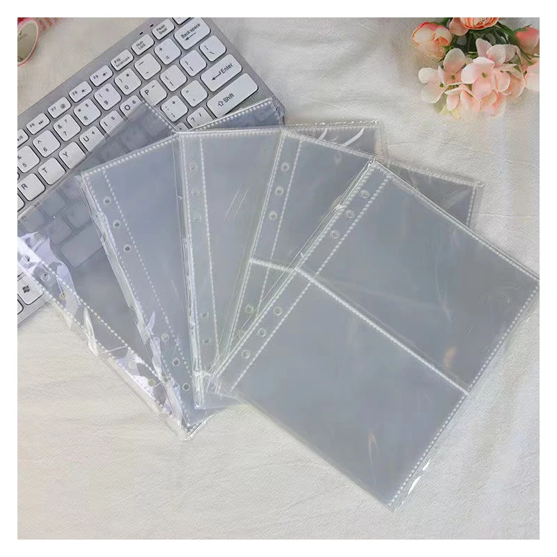 A5 6 Ring Photocard Binder Refill Page PVC Free Photo Album 4 2 Pocket Sleeves Double Sided Kpop Polaroid Postcard Sleeves Clear