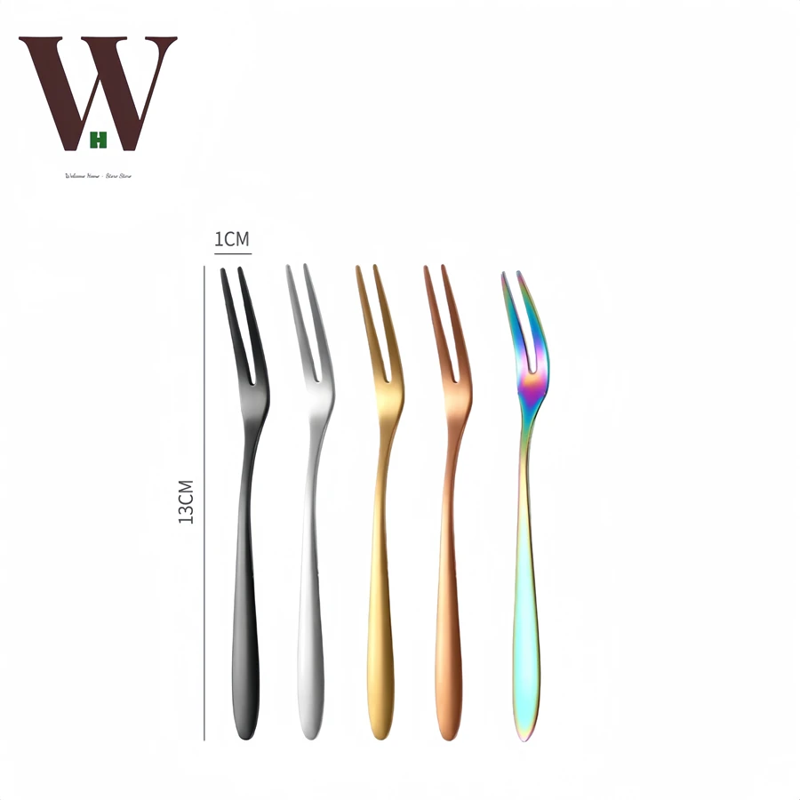 Creative Stainless Steel Gold Flatware Fruit Fork 5/10Pcs Dinnerware Appetizer Snack Dessert Fork Kitchen Tableware