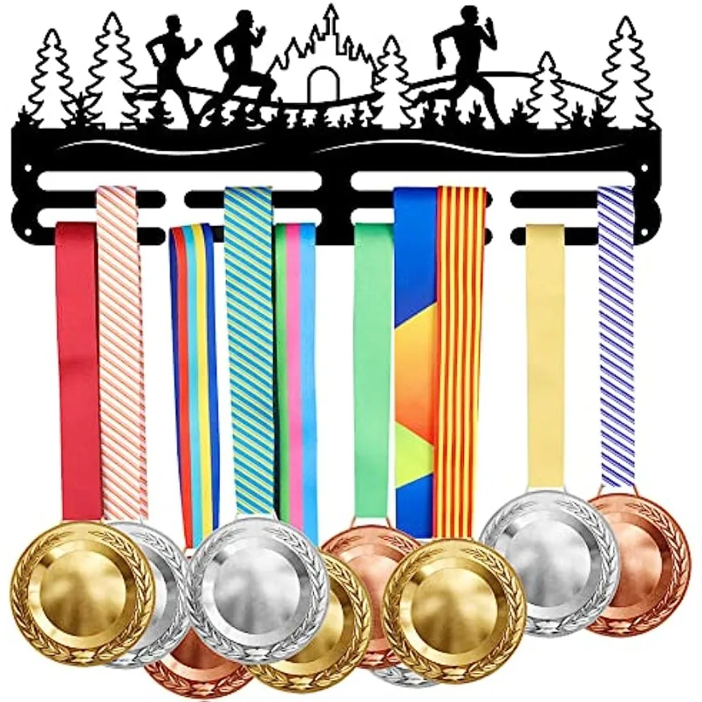 

Running Medal Hanger Holder Display Run in The Forest Sports Medals Display Rack for 40+ Medals Wall Mount Award Display Holder