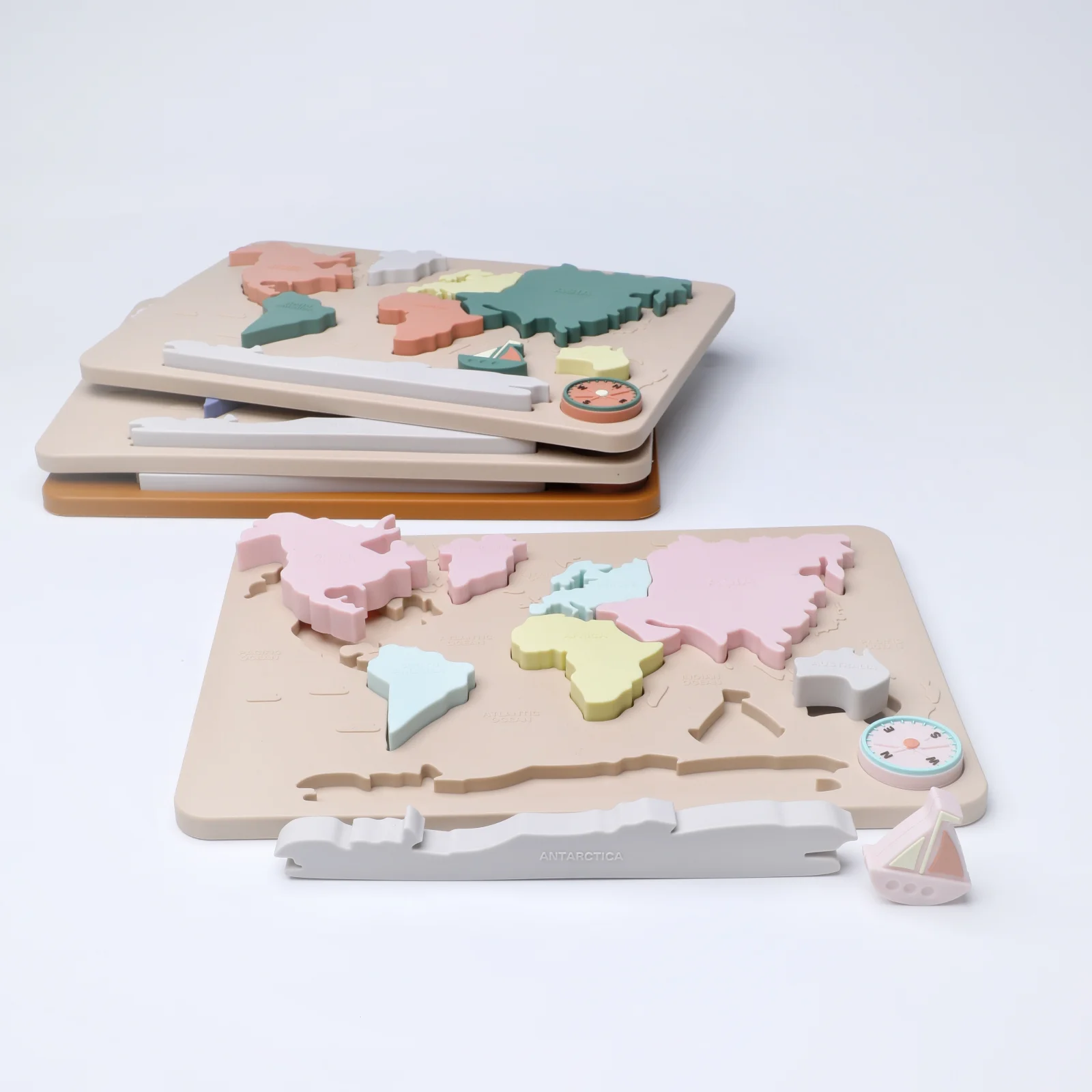 Baby Montessori Learning Educational Math Toy World Map Puzzle Toys Matching Toy Soft Silicone For Kids Children Accessories