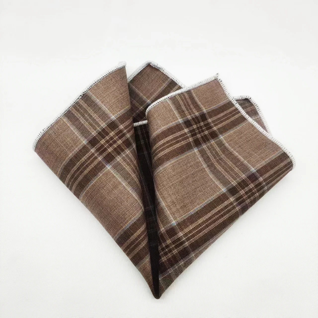 23cm Luxury Grey Wool Pocket Square For Men Vintage Plaid Striped Handkerchief Soft Skinny Hanky Banquet Cravat Suit Accessories