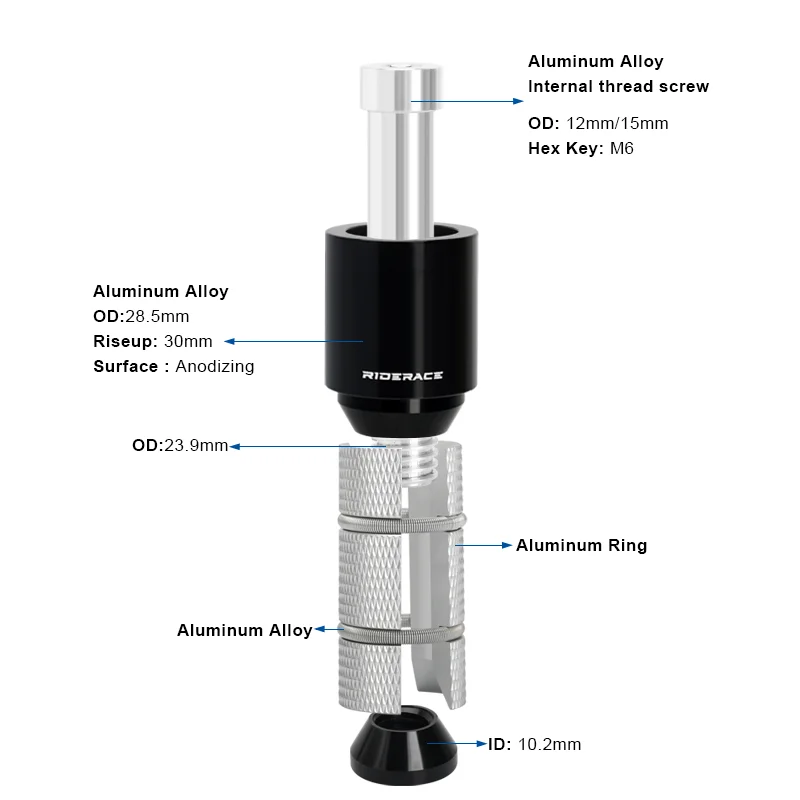 자전거 핸들 바 스템 높이 익스텐더 1-1/8 (28.6mm) 합금 포크 숨겨진 라이저, MTB 도로 자전거 포크 스템 확장 스템 익스텐더