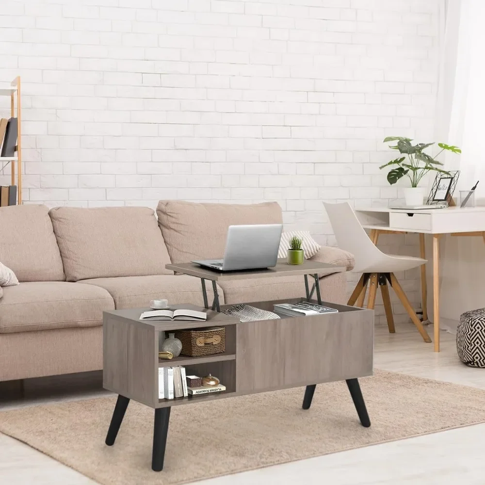 Lift Top Coffee Table with Hidden Compartment - Modern Living Room Dining Table with Rising Tabletop Lifttop Desk for Apartment 5