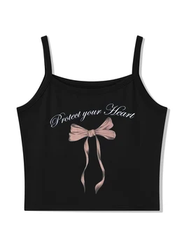 Women's Summer Cami Tops Cute Bow Cherry Print Tank Tops Sleeveless Spaghetti Strap Camisoles 1