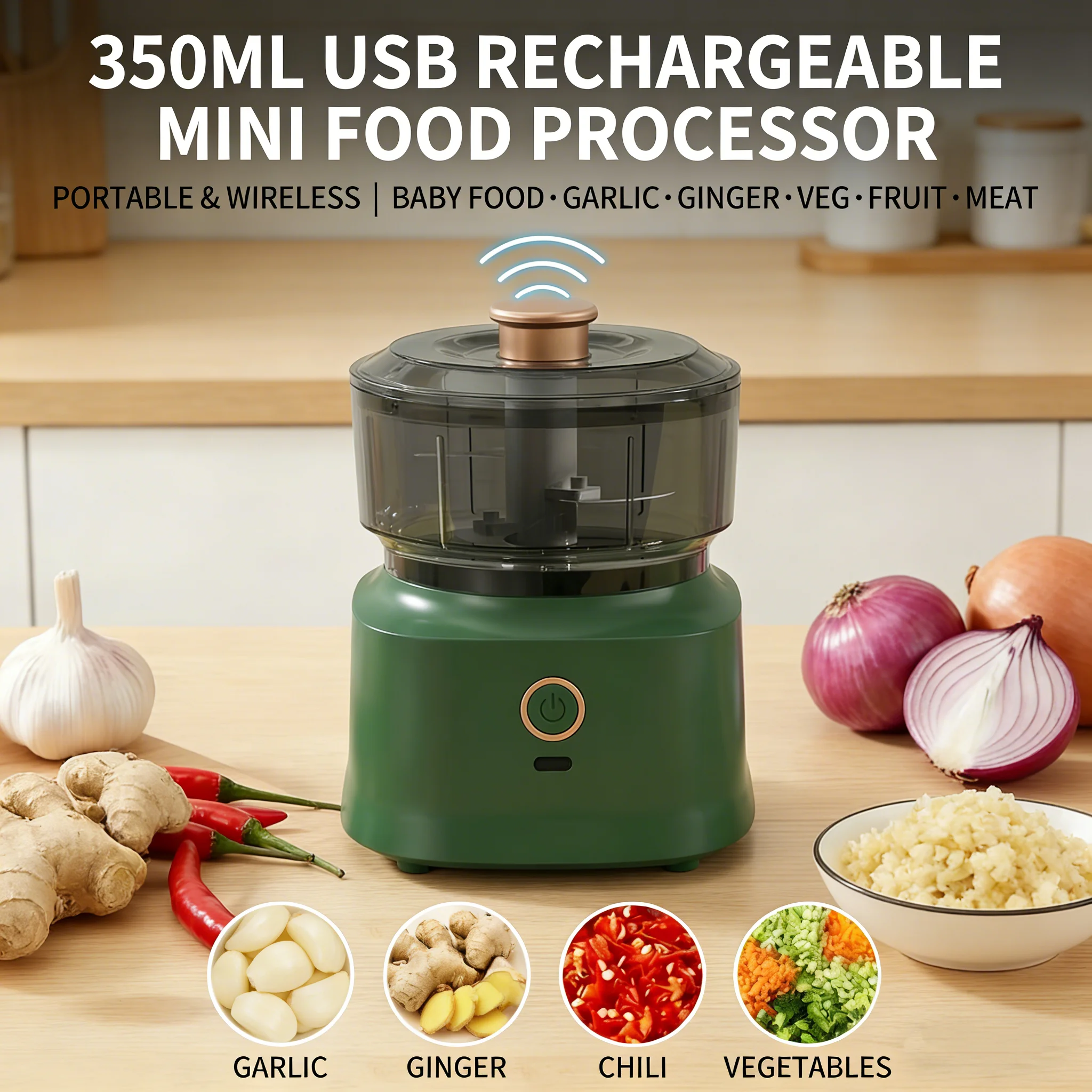 350ml Mini Kitchen Food Processor Multifunctional Cordless Electric Meat/Garlic Grinder Household Baby Food Processor 1