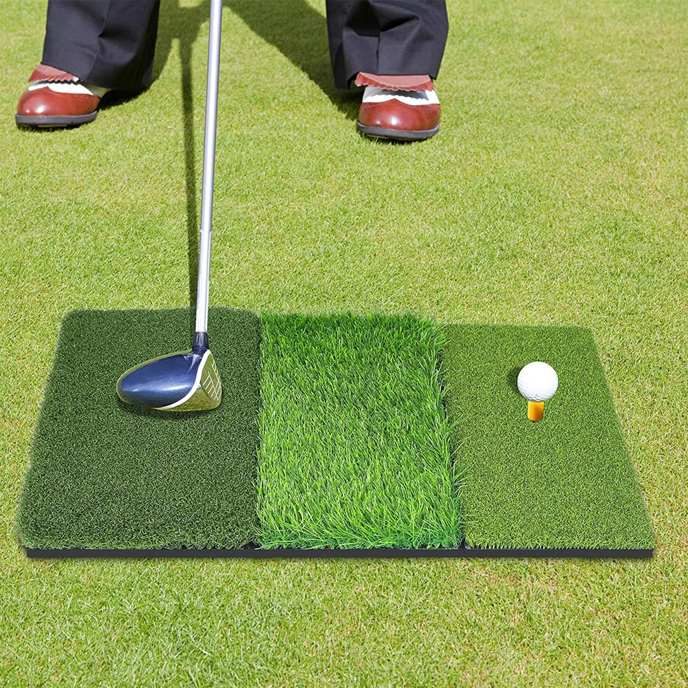 Golf Hitting Mat,3in1 Foldable Grass Mat Practice TriTurf Swing