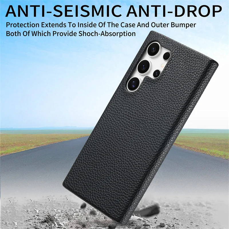 Luxury Soft Lychee Pattern Leather Shockproof Bumper Case