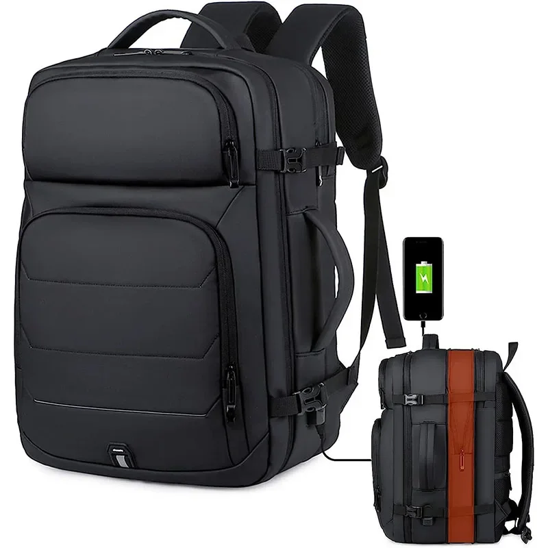 확장 가능한 남성용 노트북 백팩, 방수 노트북 가방, USB 책가방, 스포츠 여행 학교 가방, 남성용 배낭, 17 인치