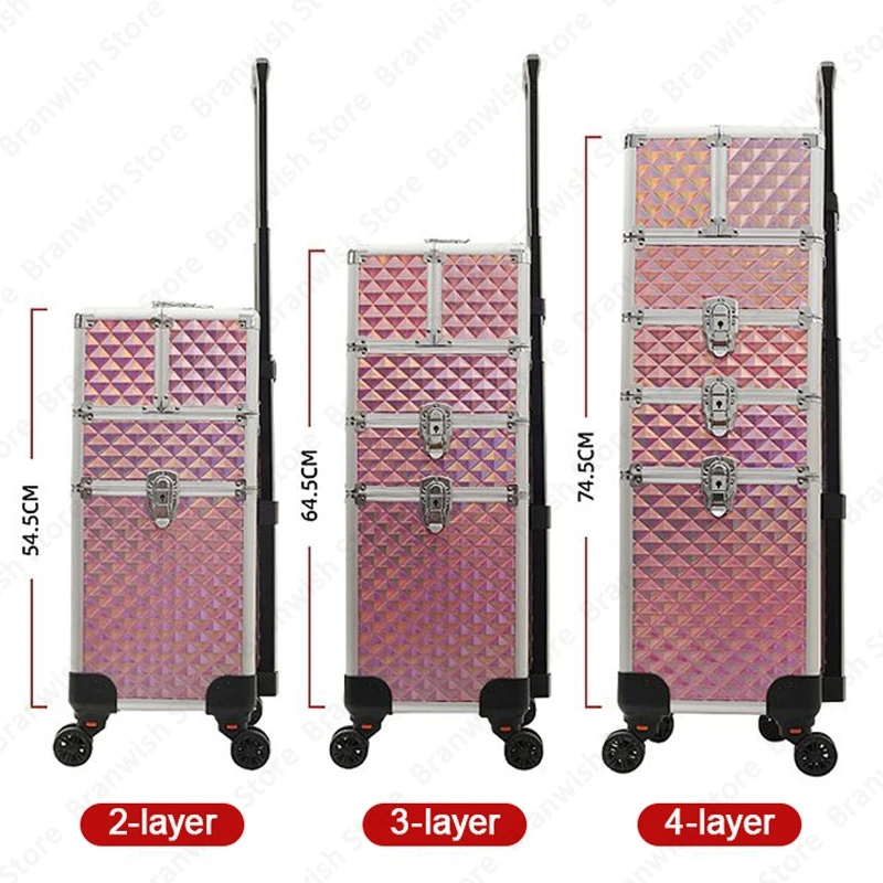 Professional Beauty Makeup Train Case Travel Trolley Cosmetic Case For Nail Manicure Portable Makeup Organizer Makeup Carrier 6