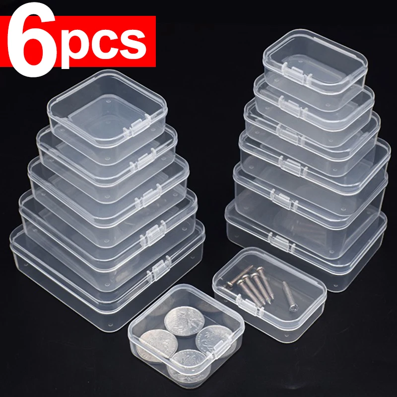 Boxes Rectangle Clear Plastic Jewelry Storage Case Container Packaging Box for Earrings Rings Beads Collecting Small Items 4 pcs clear plastic box display case beads storage container 72x52mm plastic storage box