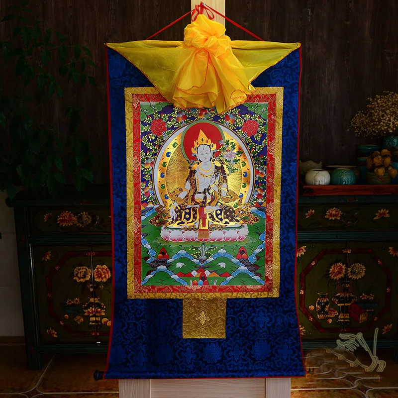 

Wholesale Buddhist supplies-120CM LARGE--Tibet Buddhism ART White Tara Bodhisattva Buddha Thang-ga Thangka painting