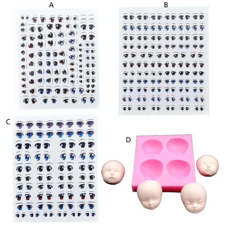

Dolls Eye Paster 3D for DOLL for Head Silicone Molds Handmade Plaster Craft Mould DIY Decorating