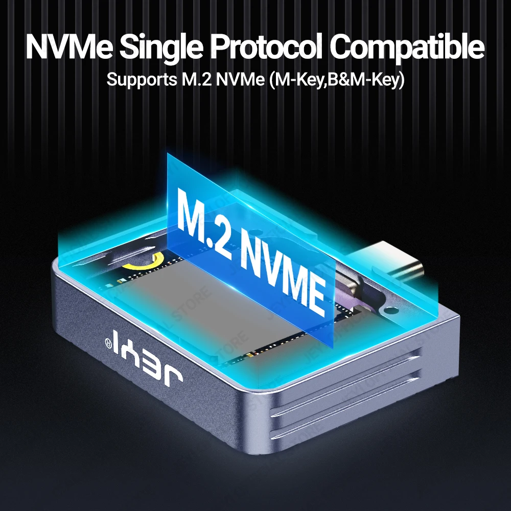 JEYI 2230 M.2 NVMe 직접 부착 SSD 인클로저, USB 3.2, 10Gbps 인라인 알루미늄 솔리드 스테이트 드라이브, 자석 보호 케이스 포함