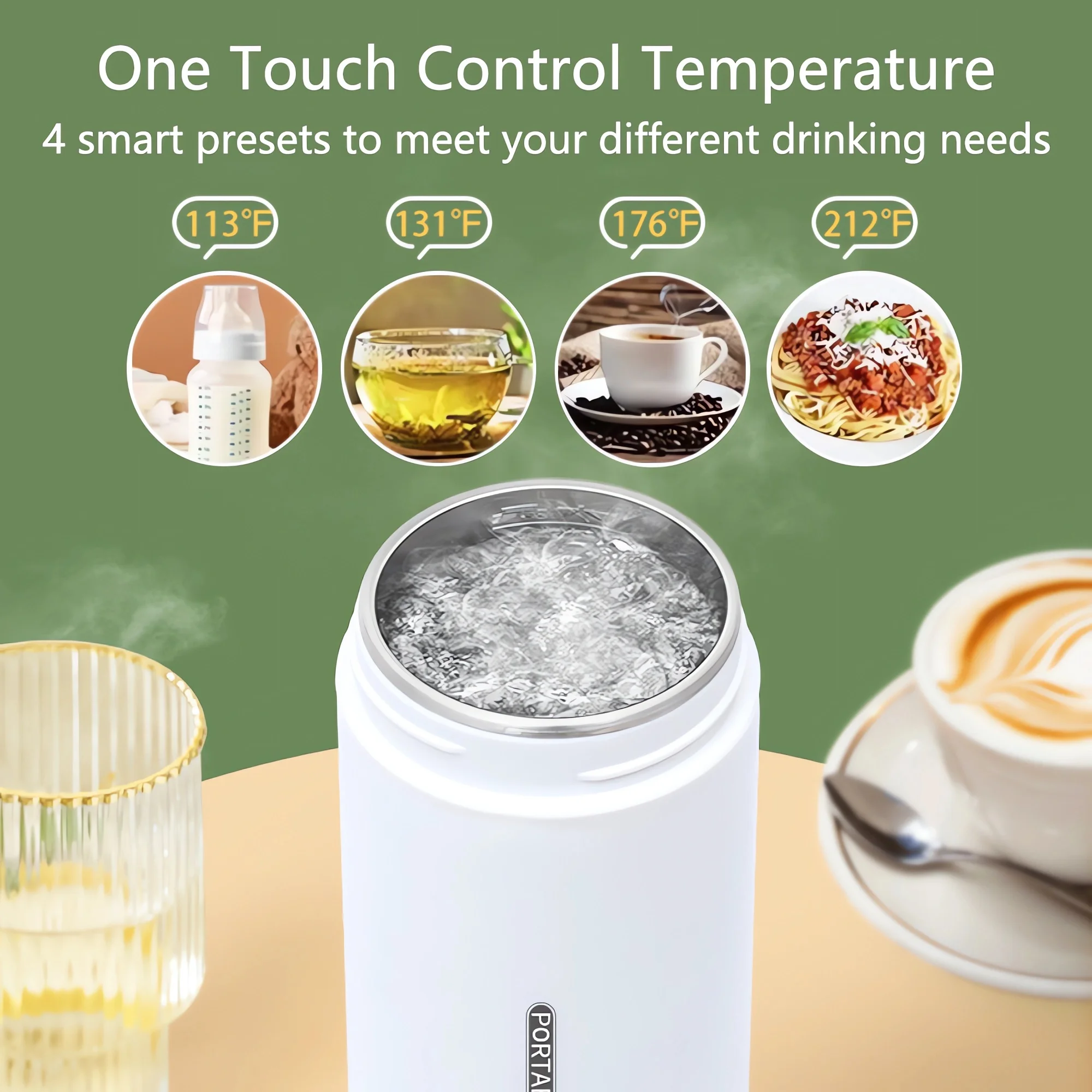 New 500ML Portable Electric Kettle Bottle Boil Water Stewed Cup Travel Smart Pot Temperature Adjustment Kettles 304 Heating Cup
