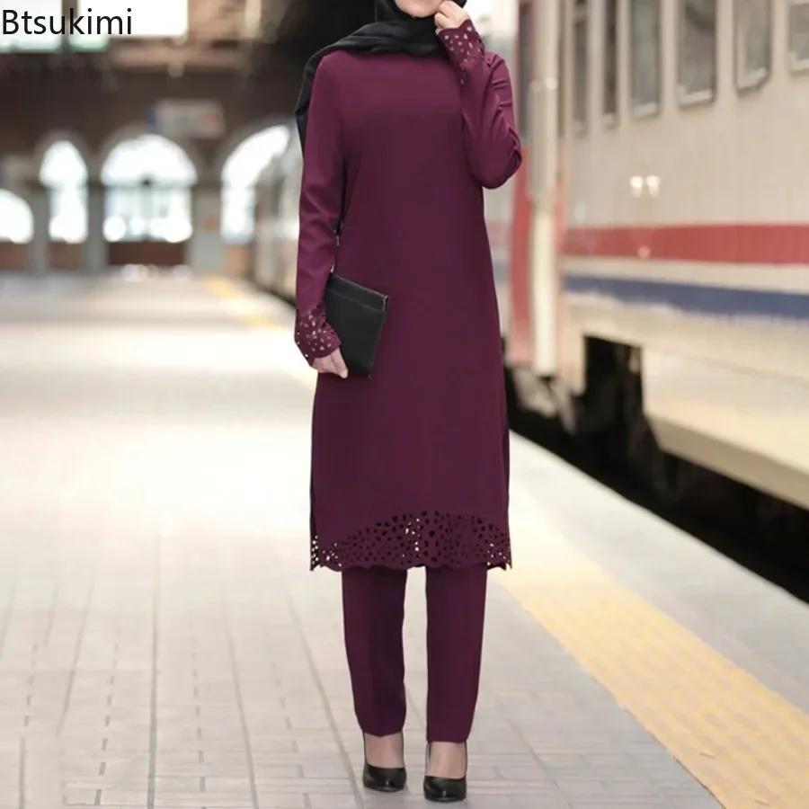 Islamic women's sets dress and pants with long sleeves, two-piece Islamic women's clothing, Arabic caftan Dubai.