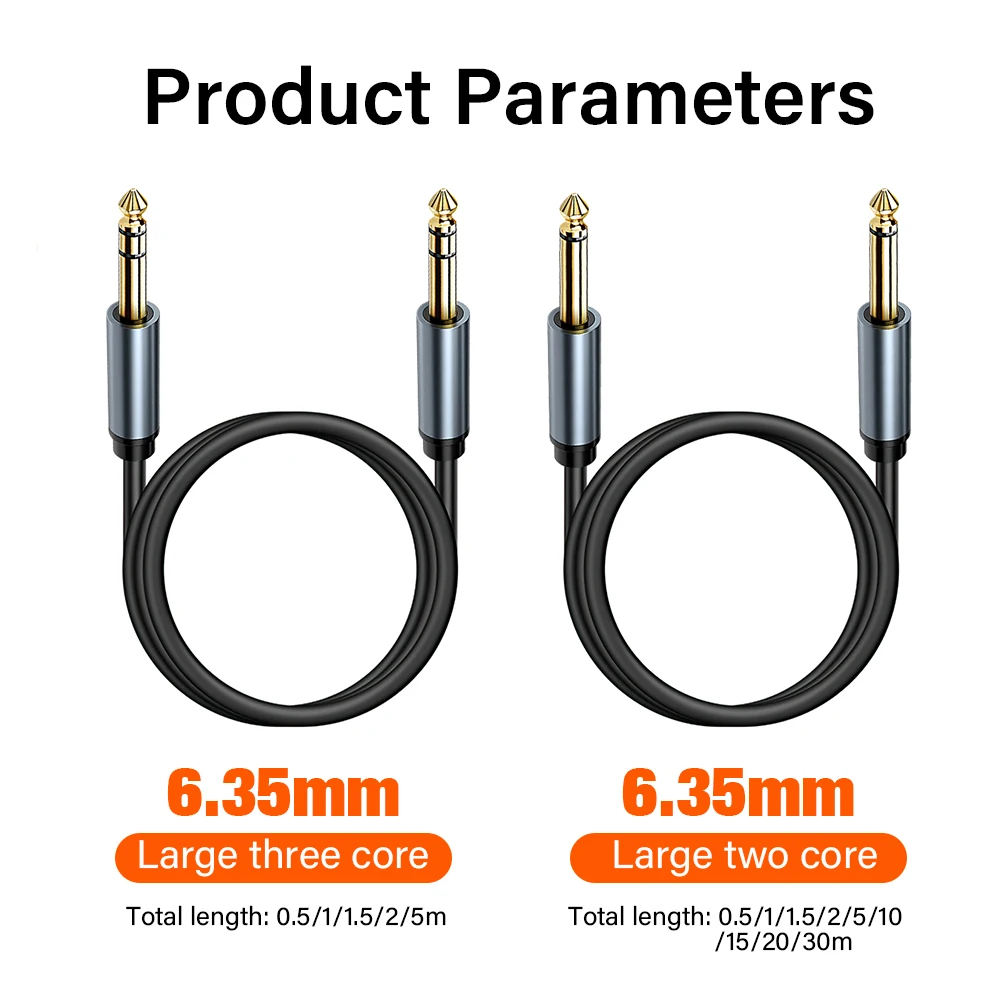 Premium 6.35mm Audio Cable for Mixer and Electric Bass Guitar – Multiple Lengths Available