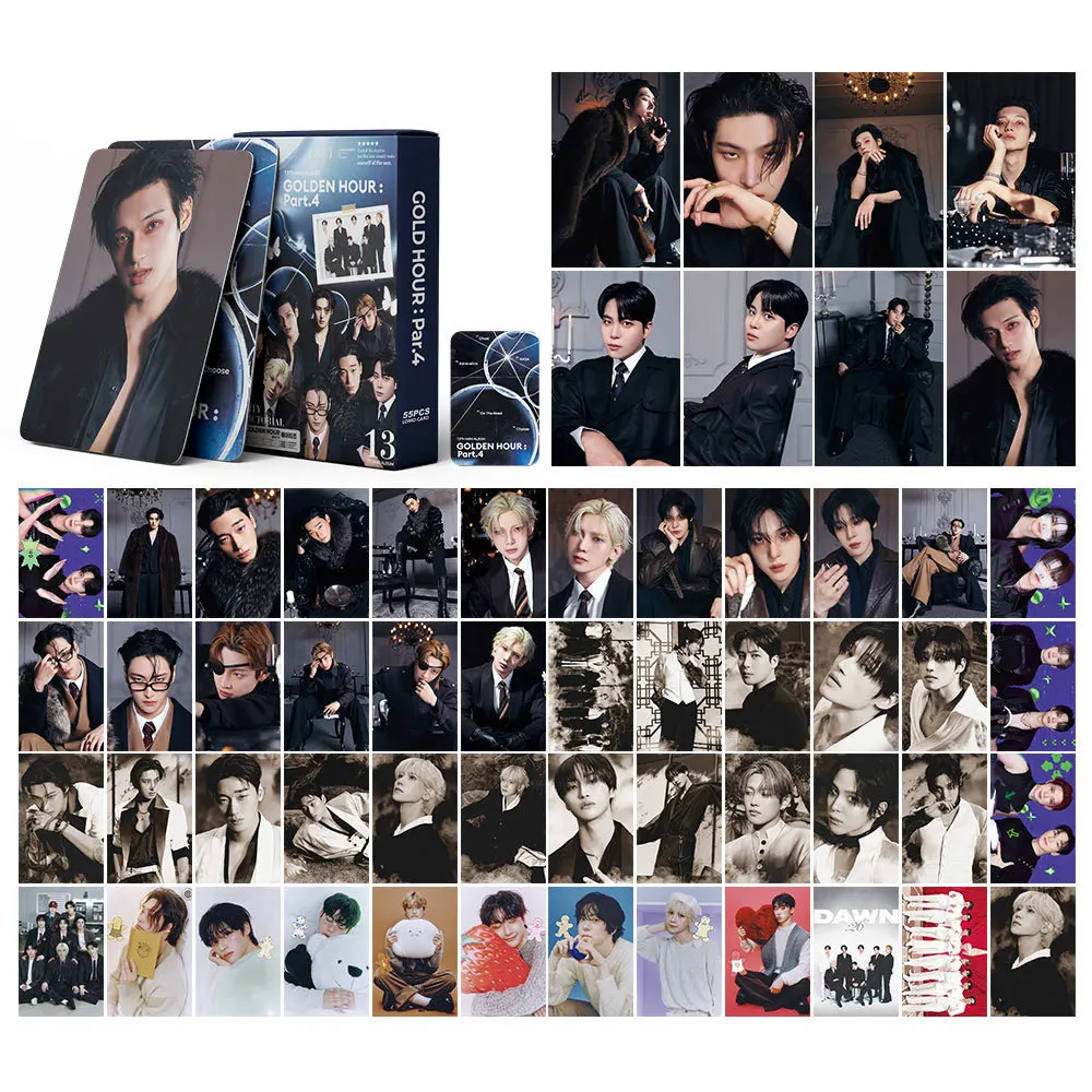 55Pcs/Set Idol ATEEZ New 13th Mini Album Gold Hour Part.4 Lomo Cards Postcard Seonghwa Hongjoong Yunho Mingi Yeosang Fans Gifts