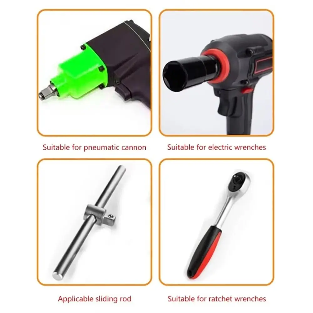 1Pcs Metric 1/2 Inch Shank Electric Drill Socket Adapter 80mm Length Long Bit Hex Hexagon Socket H4-H22 Cr-Mo Steel