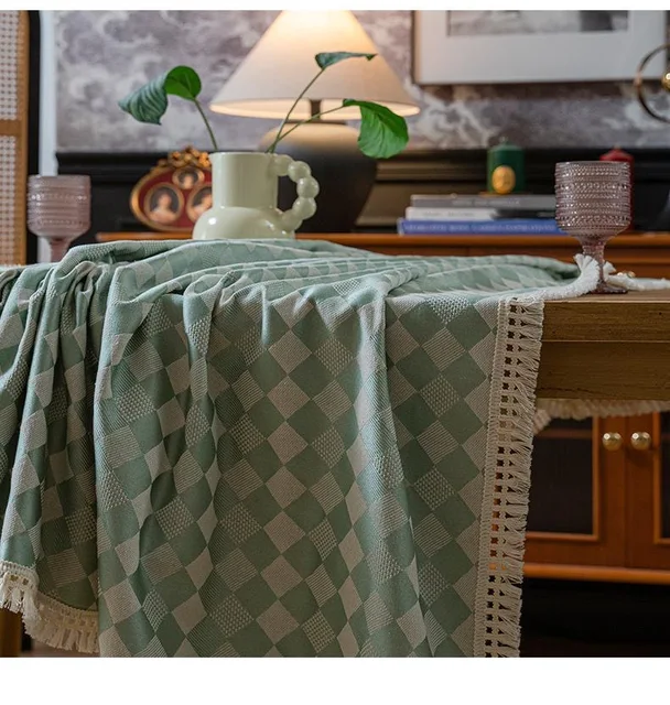 Household Plaid Tablecloth – Cotton Linen Table Cover with Modern Design 4