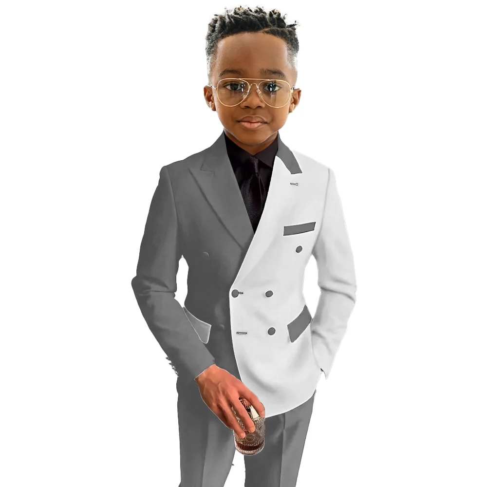 Boys Formal Suit Set White Boy's Suits For Wedding Blazer Pants 2 Pieces Kids Tuxedo Tailor-Made Children Party Clothing