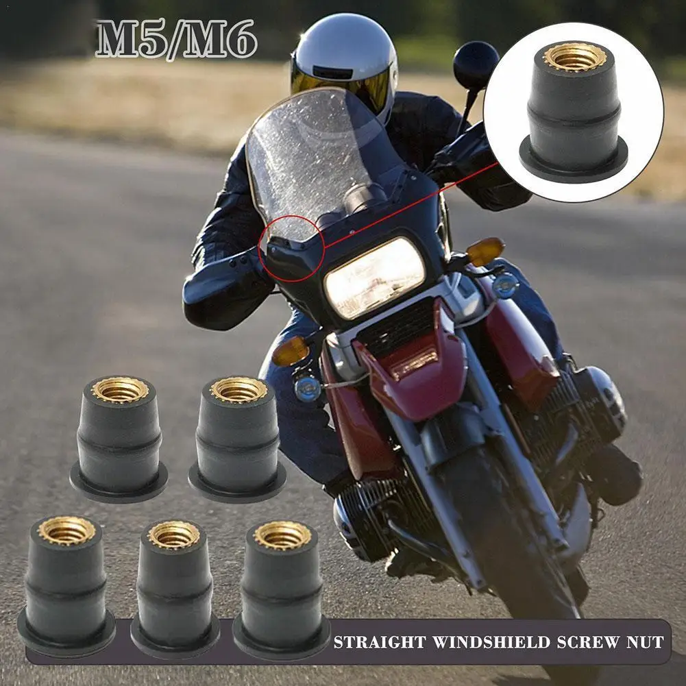 

10Pcs M6 M5 Rubber Well Nut Metric Motorcycle Windscreen Well Nut Brass NUTS For Windscreens Fairings Cowl X2H5