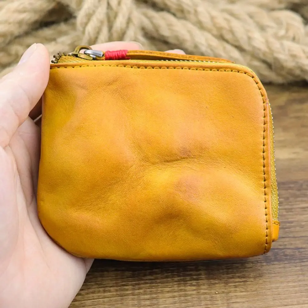 Unisex Leder-Münzbörse Vintage Handgefertigte Mehrfarbige Reißverschluss-Geldbörse Kartenhalter Schlüsselkartenetui für Damen & Herren – Detail 8