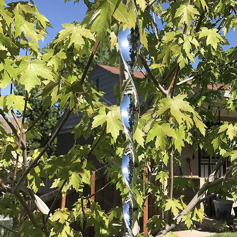 12-60pcs Bird Repellent Reflective Rods Scare Birds Repeller Wind Spiral Rotating Rod Hanging Ornaments for Home Garden Decor