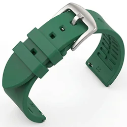 Waterproof Sport Silicone Watch Band - Quick Release Soft Rubber Strap - 20mm (Green)
