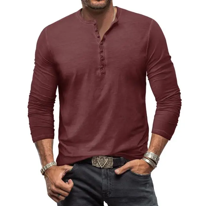 

Button Washed Old V-neck Men's T-shirt