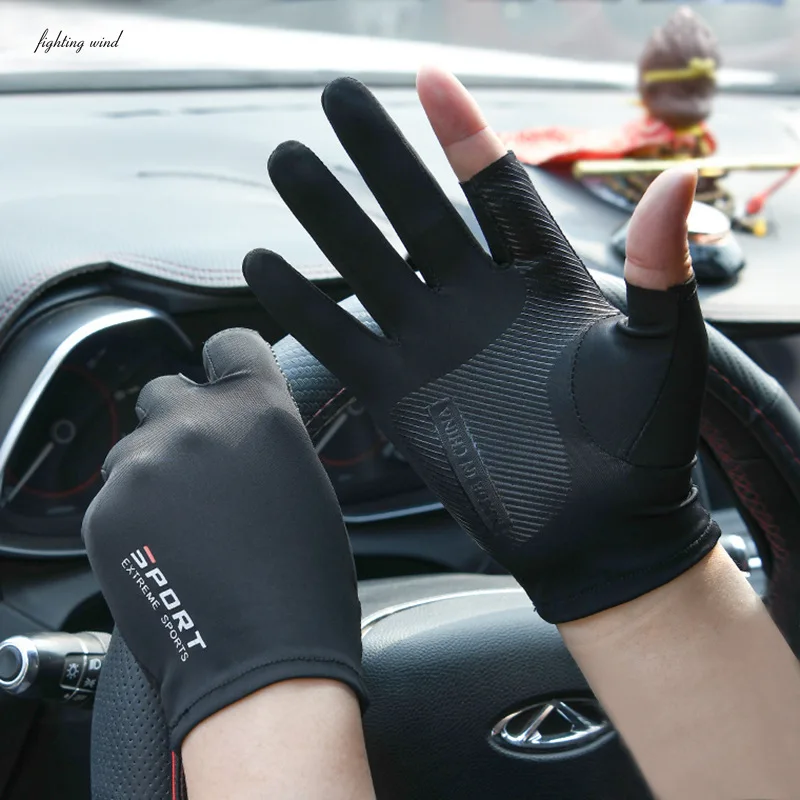 Cycling Gloves Gym Gloves Compression Gloves Ice Silk Half-finger Cycling Gloves for Men and Women Outdoor Sports Fitness Driving Fishing High-elastic Comfortable Sunscreen