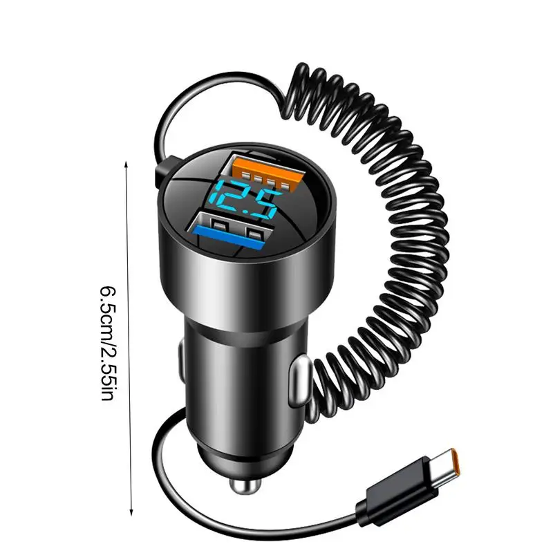 Caricabatteria per auto Caricatore USB C Tipo C Ricarica rapida Caricatore USB PD QC 3.0 Caricatore per auto multiporta 100W Cavo retrattile per - Image 6