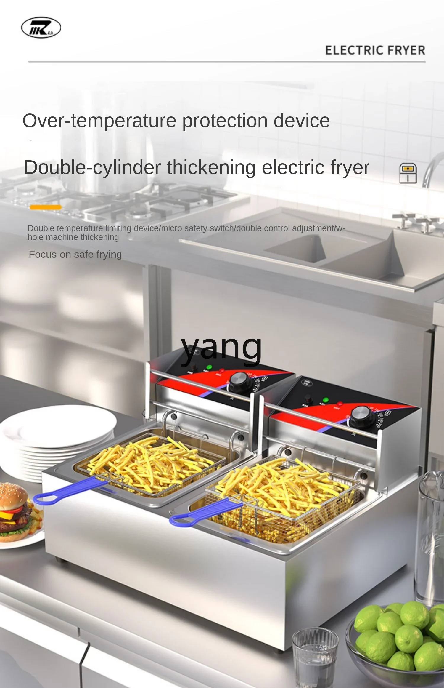 L'm'm Commercial Single Double Temperature Large Capacity Thickened Fryer Fried Dough Sticks Machine