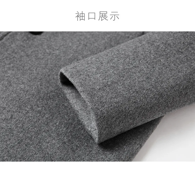New Winter Men's Medium-length Wool Coat Black High Quality Plus Cotton Windbreaker Jacket  Male Fashion Trench Coats Plus Size