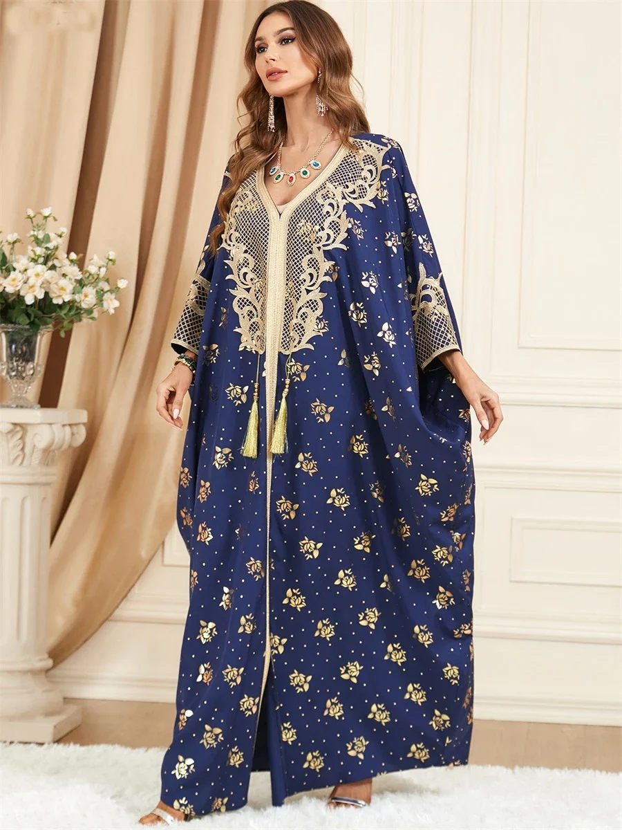 Kimono Abaya Dubai Luxury Dress Muslim Fashion Tassel Batwing Sleeve Casual Loose Moroccan Kaftan Women's Jalabiya Ramadan