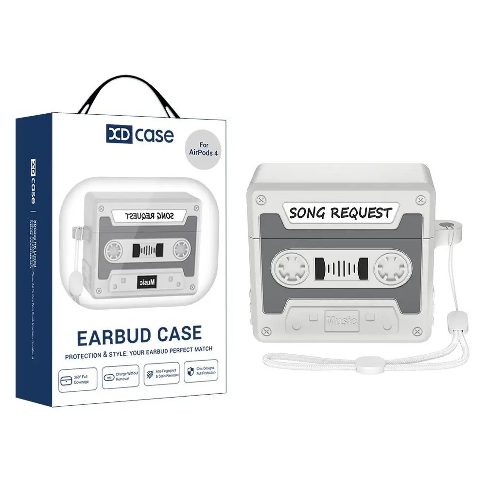 Retro Cassette Style Silicone Earbuds Case - Enhanced Protection with Vintage Flair