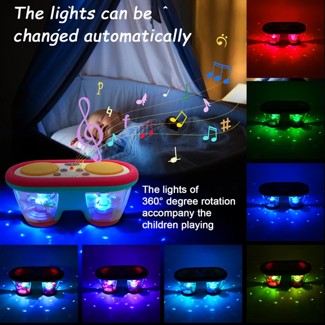 KENLUMO-juguete Musical para niños, tambor de Clap para bebés, música giratoria de más de 12 meses, juguetes sensoriales, instrumento de luz Flash, Educación Temprana, 2024 - Imagen 3