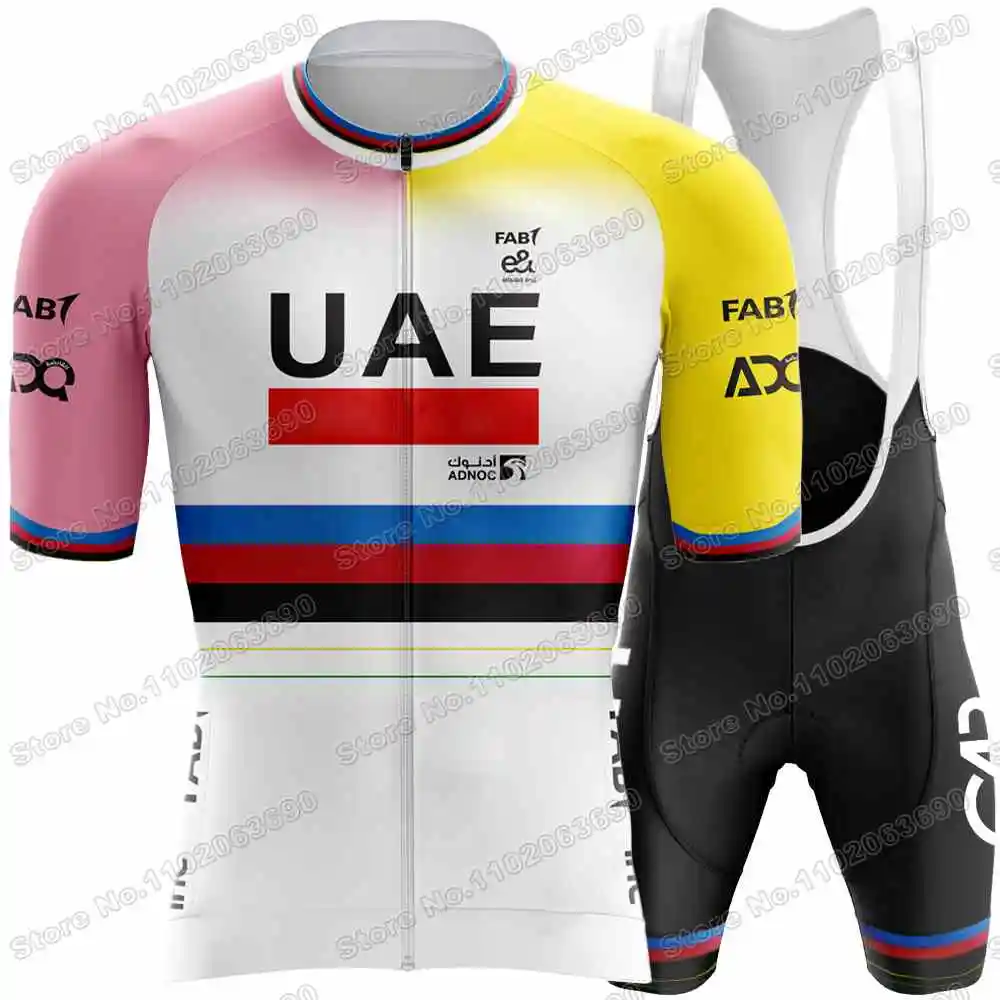 2025 UAE Team Cycling Jersey Set Yellow Pink Tadej Pogacar Cycling Clothing France Men Road Bike Shirt Suit Bicycle Bib Shorts 4
